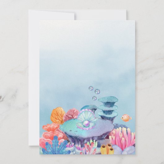 Zeemeermin onder het zee kaart (Achterkant)