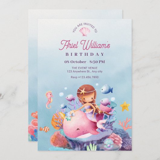 Zeemeermin onder het zee kaart (Voorkant / Achterkant)