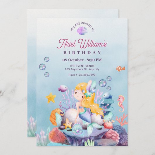 Zeemeermin onder het zee kaart (Voorkant / Achterkant)