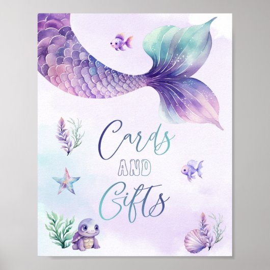 Zeemeermin Onder het Zee Kaarten en geschenken Poster (Voorkant)