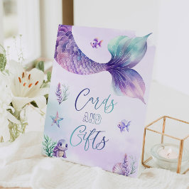 Zeemeermin Onder het Zee Kaarten en geschenken Reclamebord Met Voetstuk