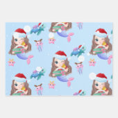 Zeemeermin onder het Zee Kerstmis Inpakpapier Vel (Voorkant)