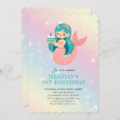 Zeemeermin onder het zee kinderverjaardagsfeestje kaart (Voorkant / Achterkant)