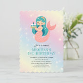Zeemeermin onder het zee kinderverjaardagsfeestje kaart (Staand voorkant)