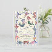 Zeemeermin onder het zee kust hand getekend kaart (Staand voorkant)