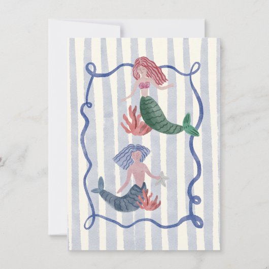 Zeemeermin onder het zee kust hand getekend kaart (Achterkant)