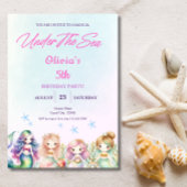 Zeemeermin onder het Zee Magische Verjaardagsfeest Kaart