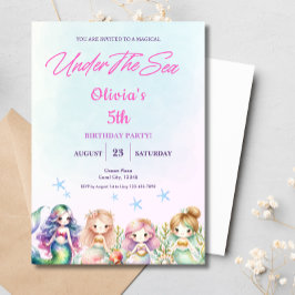 Zeemeermin onder het Zee Magische Verjaardagsfeest Kaart