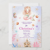 Zeemeermin onder het Zee Magische Verjaardagsfeest Kaart (Voorkant)