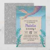 Zeemeermin onder het Zee Meisje 5e verjaardag Kaart (Voorkant / Achterkant)