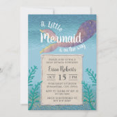 Zeemeermin onder het Zee Meisje Baby shower Kaart (Voorkant)