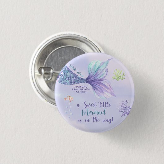 Zeemeermin onder het Zee meisje Baby shower Ronde Button 3,2 Cm (Voorkant /achterkant)