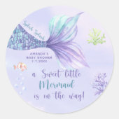 Zeemeermin onder het Zee meisje Baby shower Ronde Sticker (Voorkant)