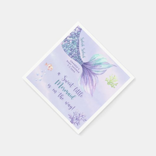 Zeemeermin onder het Zee meisje Baby shower Servet (Hoek)