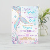 Zeemeermin Onder het Zee Meisje Verjaardag Kaart (Staand voorkant)