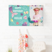 Zeemeermin onder het Zee Meisje Verjaardagsfoto Ac Spandoek (Insitu)