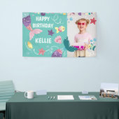 Zeemeermin onder het Zee Meisje Verjaardagsfoto Ac Spandoek (Beurs)