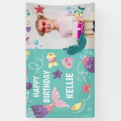 Zeemeermin onder het Zee Meisje Verjaardagsfoto Ac Spandoek (Verticaal)