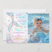 Zeemeermin Onder Het Zee Meisje Verjaardagsfoto Kaart (Voorkant)