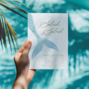 Zeemeermin Onder het Zee Meisjes  Blauw Verjaardag Kaart