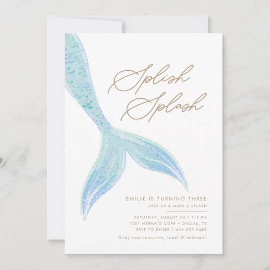 Zeemeermin Onder het Zee Meisjes  Blauw Verjaardag Kaart (Voorkant)