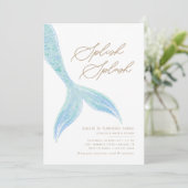 Zeemeermin Onder het Zee Meisjes  Blauw Verjaardag Kaart (Staand voorkant)