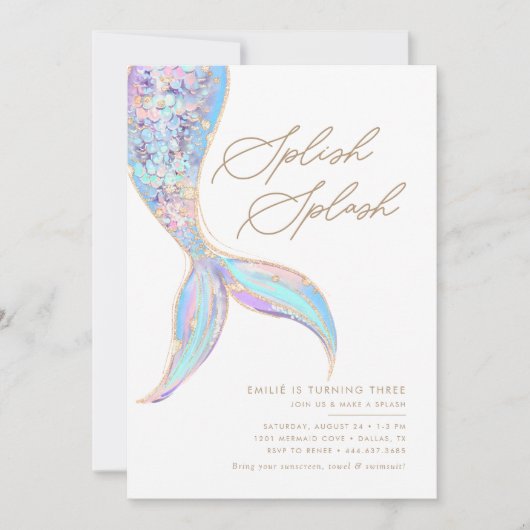 Zeemeermin Onder het Zee Meisjes Blauw Verjaardags Kaart (Voorkant)