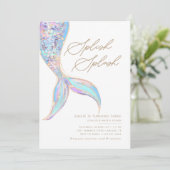 Zeemeermin Onder het Zee Meisjes Blauw Verjaardags Kaart (Staand voorkant)