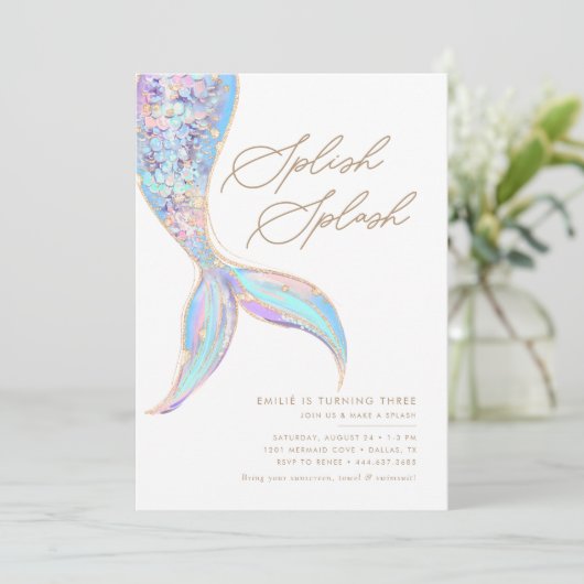 Zeemeermin Onder het Zee Meisjes Blauw Verjaardags Kaart (Staand voorkant)