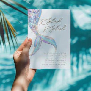 Zeemeermin Onder het Zee Meisjes Blauw Verjaardags Kaart