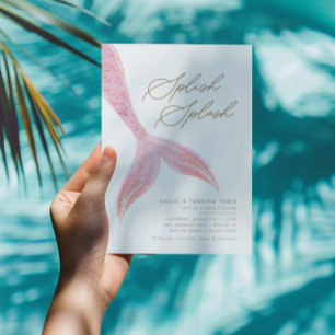 Zeemeermin Onder het Zee Meisjes  Roze Verjaardag Kaart