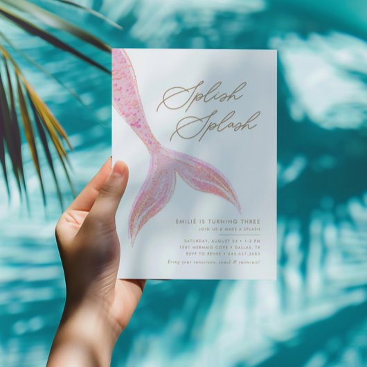 Zeemeermin Onder het Zee Meisjes  Roze Verjaardag Kaart