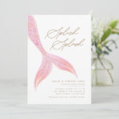 Zeemeermin Onder het Zee Meisjes  Roze Verjaardag Kaart (Staand voorkant)