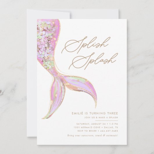 Zeemeermin Onder het Zee Meisjes Roze Verjaardagsf Kaart (Voorkant)