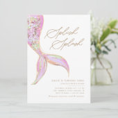 Zeemeermin Onder het Zee Meisjes Roze Verjaardagsf Kaart (Staand voorkant)