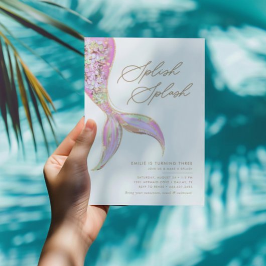 Zeemeermin Onder het Zee Meisjes Roze Verjaardagsf Kaart