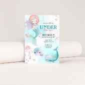 Zeemeermin onder het Zee meisjes verjaardagsfeest Kaart