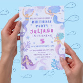 Zeemeermin onder het Zee meisjes verjaardagsfeest Kaart