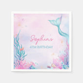 Zeemeermin onder het Zee meisjes verjaardagsfeest Servet (Voorkant)