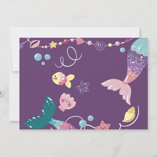 Zeemeermin onder het Zee Meisjes Verjaardagsfoto P Kaart (Achterkant)