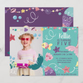 Zeemeermin onder het Zee Meisjes Verjaardagsfoto P Kaart (Voorkant / Achterkant)