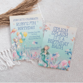 Zeemeermin onder het Zee Meisjes Verjaardagsuitnod Kaart