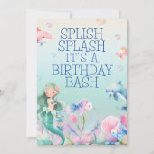 Zeemeermin onder het Zee Meisjes Verjaardagsuitnod Kaart (Voorkant)