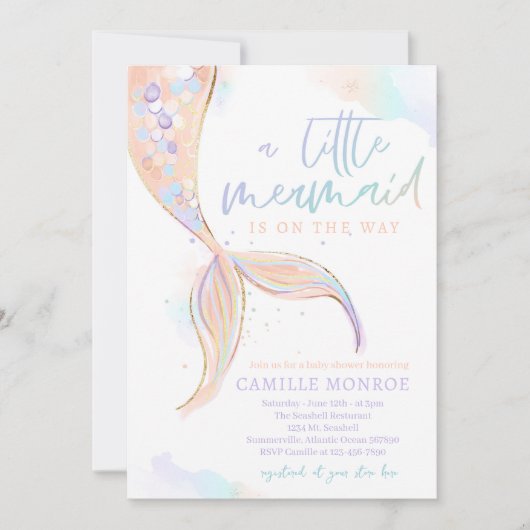 Zeemeermin onder het Zee Ocean Girl Baby shower Kaart (Voorkant)