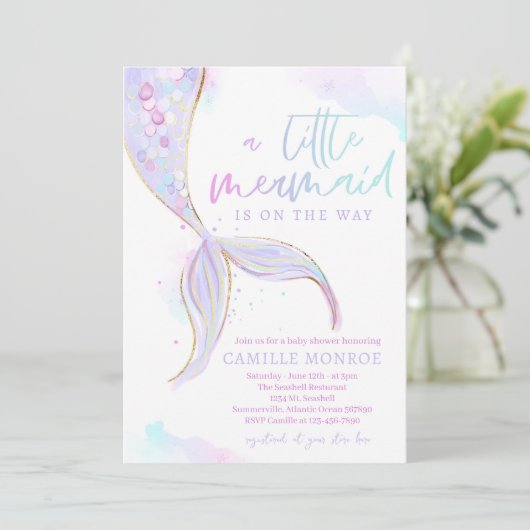 Zeemeermin onder het Zee Ocean Girl Baby shower Kaart (Staand voorkant)