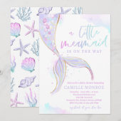 Zeemeermin onder het Zee Ocean Girl Baby shower Kaart (Voorkant / Achterkant)