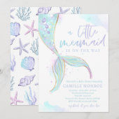 Zeemeermin onder het Zee Ocean Girl Baby shower Kaart (Voorkant / Achterkant)