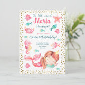 Zeemeermin onder het Zee Ocean Girl Verjaardag Kaart (Staand voorkant)