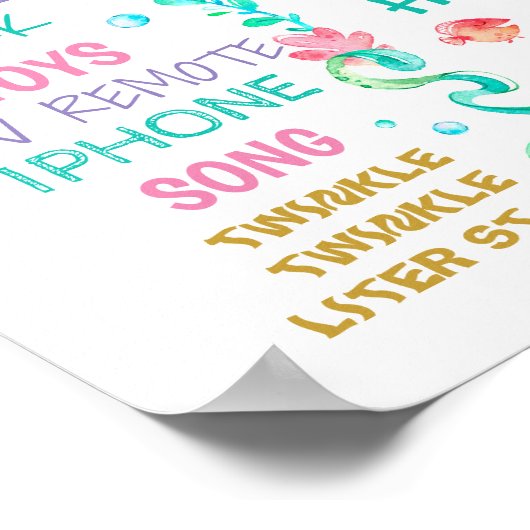 Zeemeermin Onder het Zee ondertekent het poster va (Hoek)