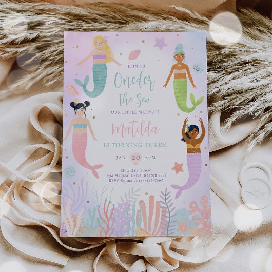 Zeemeermin onder het Zee Oneder Het Zee 1e Verjaar Kaart